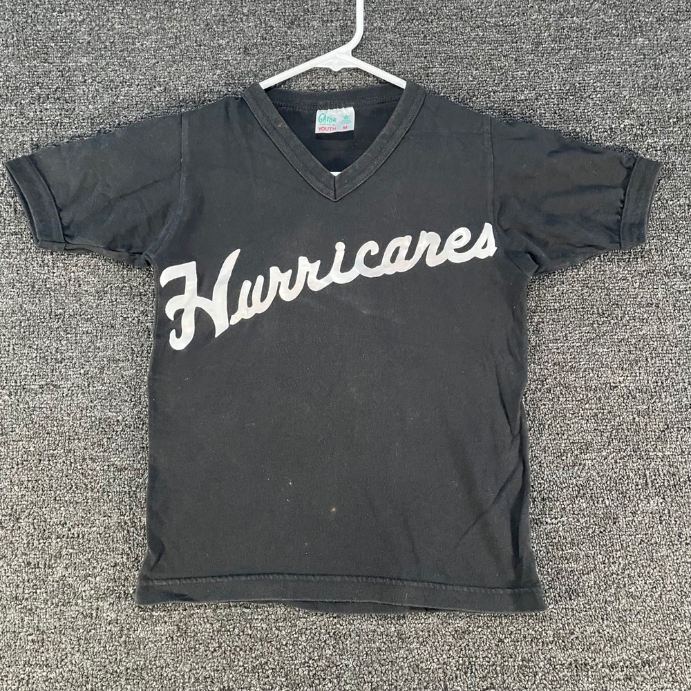 Gator Athletics Hurricanes V-Neck Jersey Youth M Black Good Vintage Number 2
